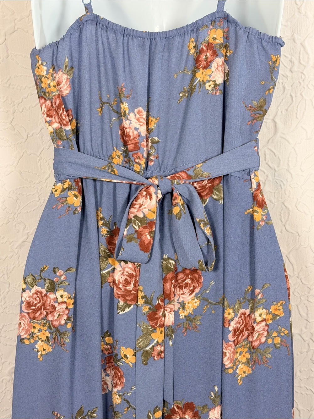 Inspired Hearts Floral Wrap Ruffle Dusty Blue Sz M - Picture 8 of 13